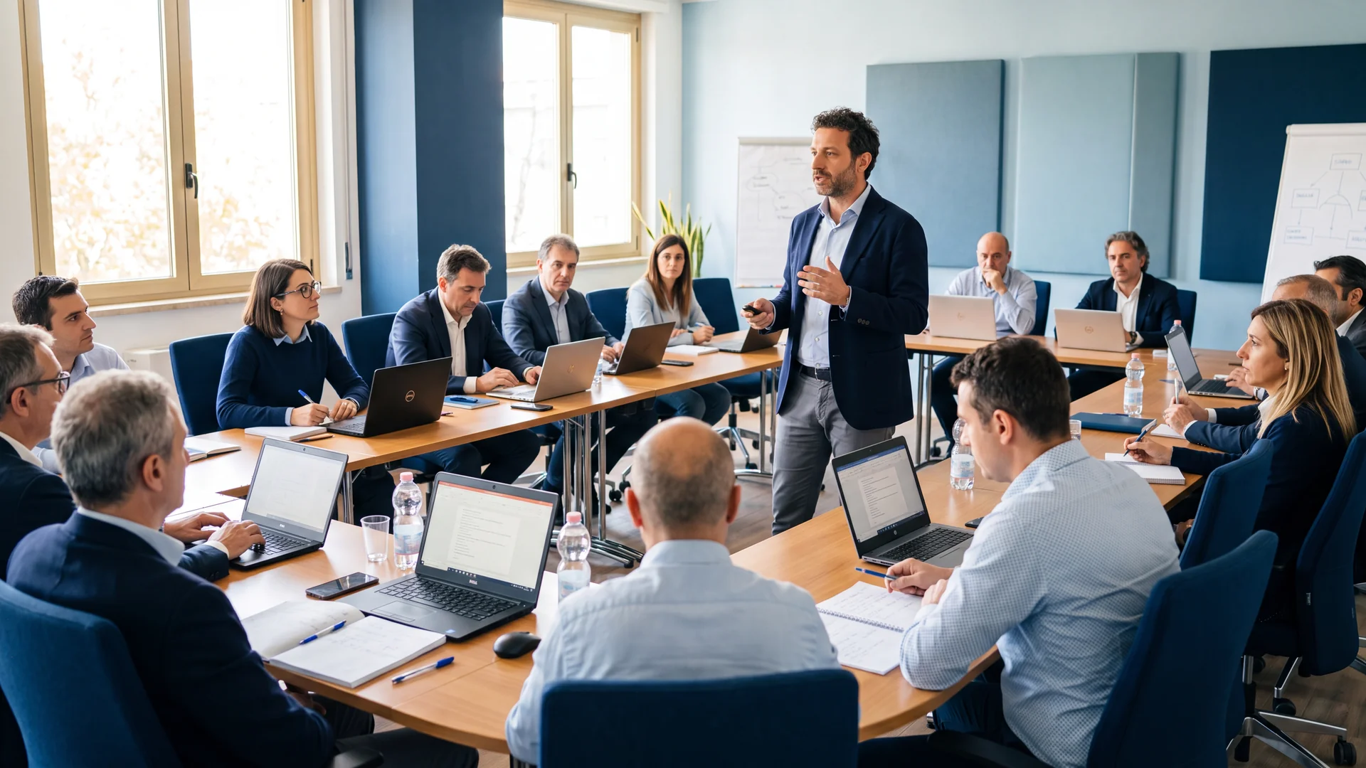 Percorso di riqualificazione professionale in aula con formatore e partecipanti